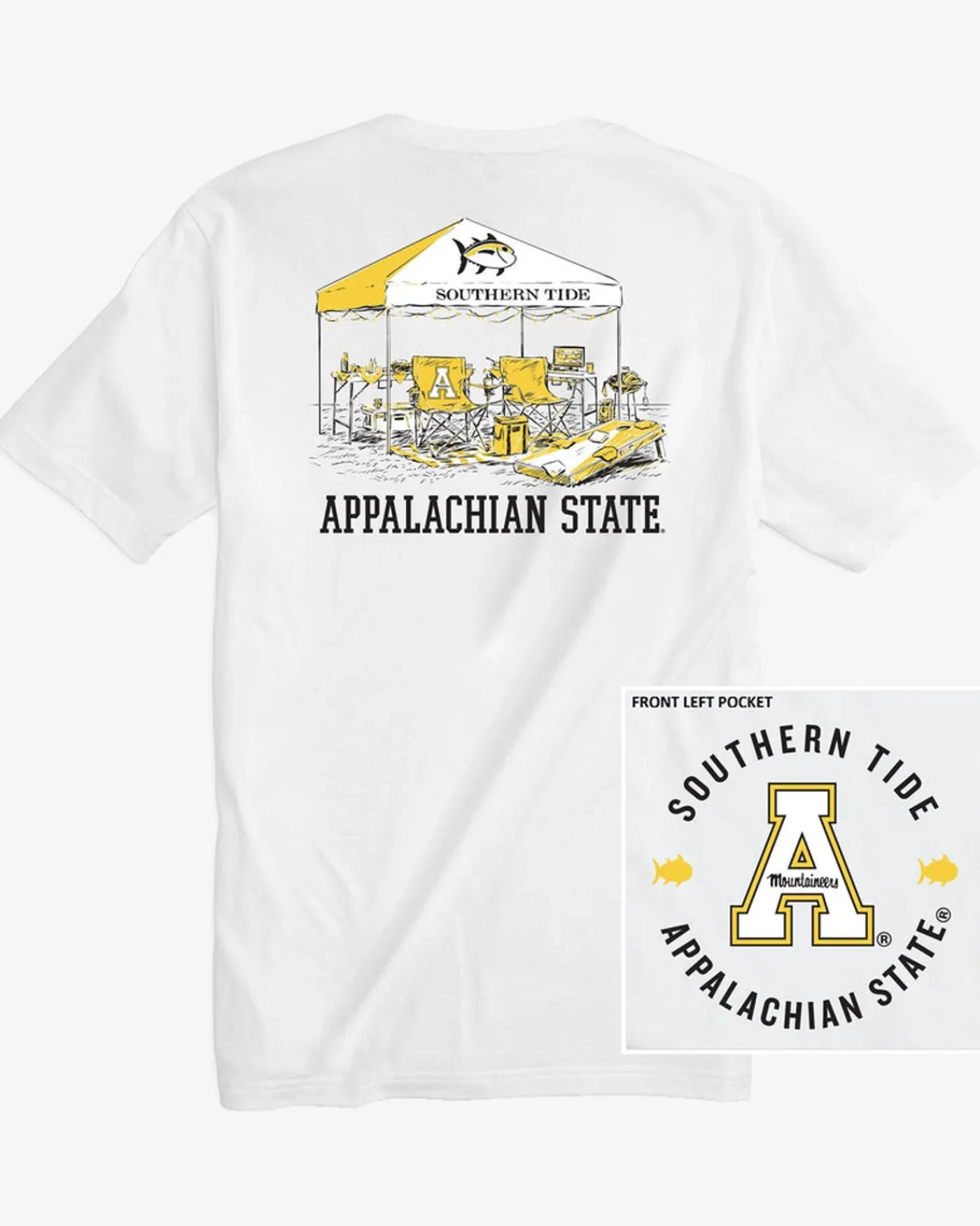 Online Southern Tide App State Mountaineers Tailgate Time T-Shirt Classic White