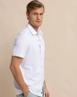 Flash Sale Southern Tide Beachcast Solid Knit Short Sleeve Sport Shirt Classic White