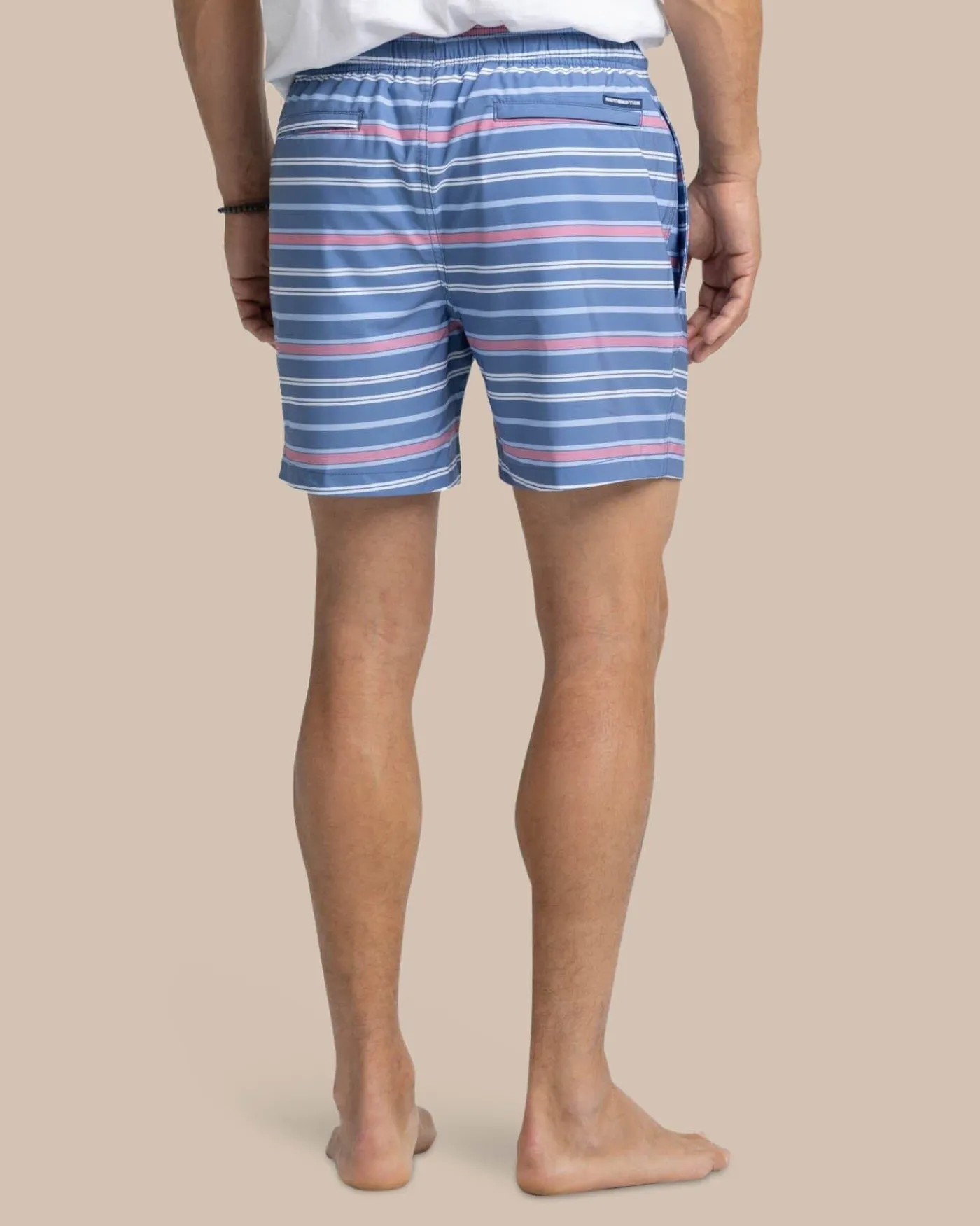 Fashion Southern Tide Breton Stripe Swim Trunk Coronet Blue