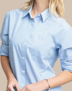 Outlet Southern Tide Cam Stripe Poplin Dress
