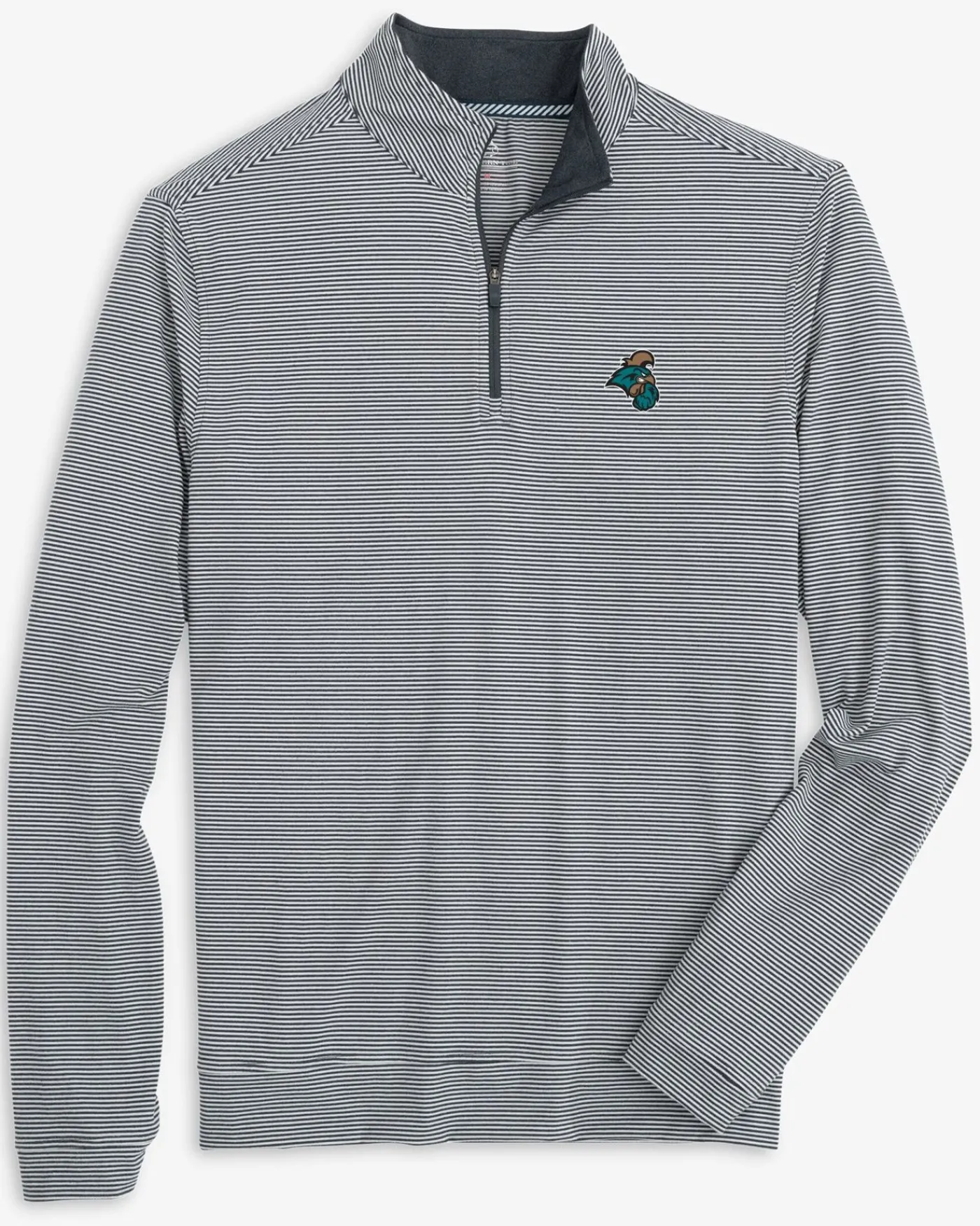 Hot Southern Tide Coastal Carolina Chanticleers Cruiser Micro-Stripe Heather Quarter Zip Heather Black