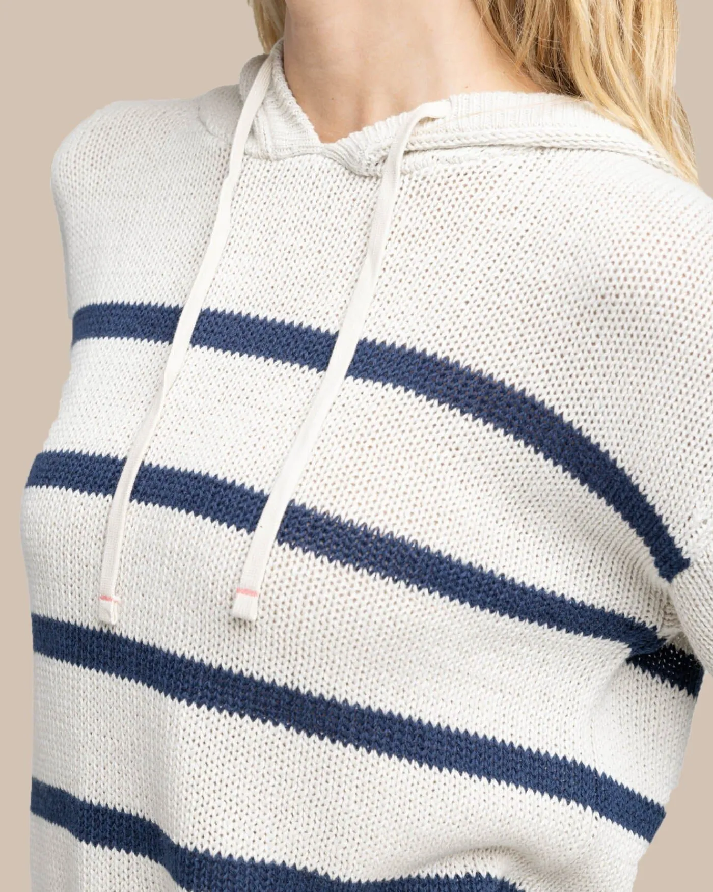 Sale Southern Tide Everlee Striped Hoodie Sweater Stone