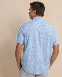 Outlet Southern Tide Intercoastal Forget A-Boat It Short Sleeve Sport Shirt Clearwater Blue