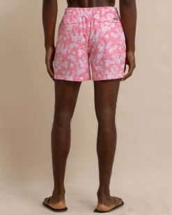 Hot Southern Tide Island Blooms Swim Trunk Geranium Pink