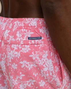 Hot Southern Tide Island Blooms Swim Trunk Geranium Pink