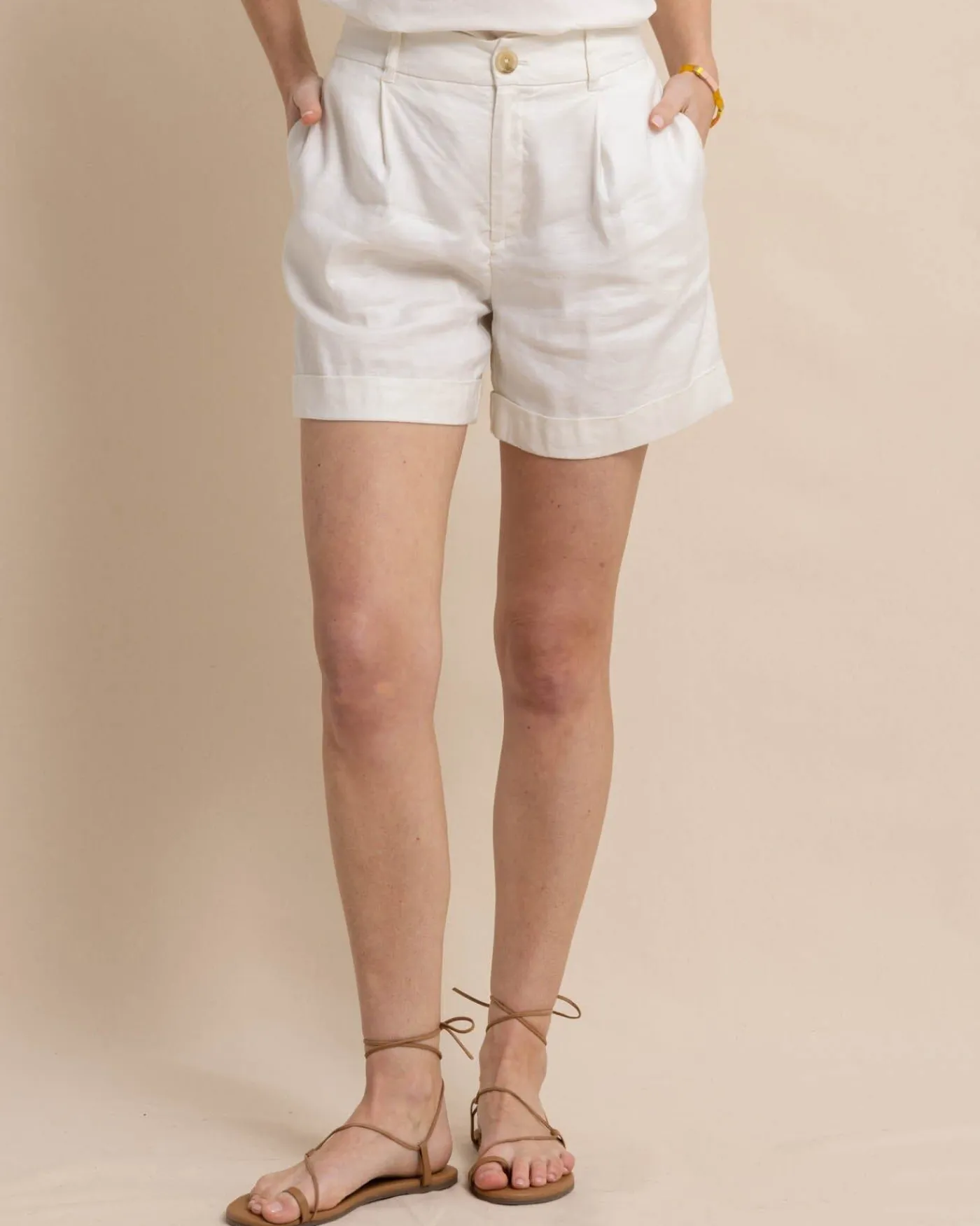 Fashion Southern Tide Jacey Twill Short Sand White