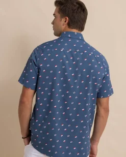 Fashion Southern Tide Keep It Nautical Intercoastal Heather Short Sleeve Sport Shirt Heather Aged Denim