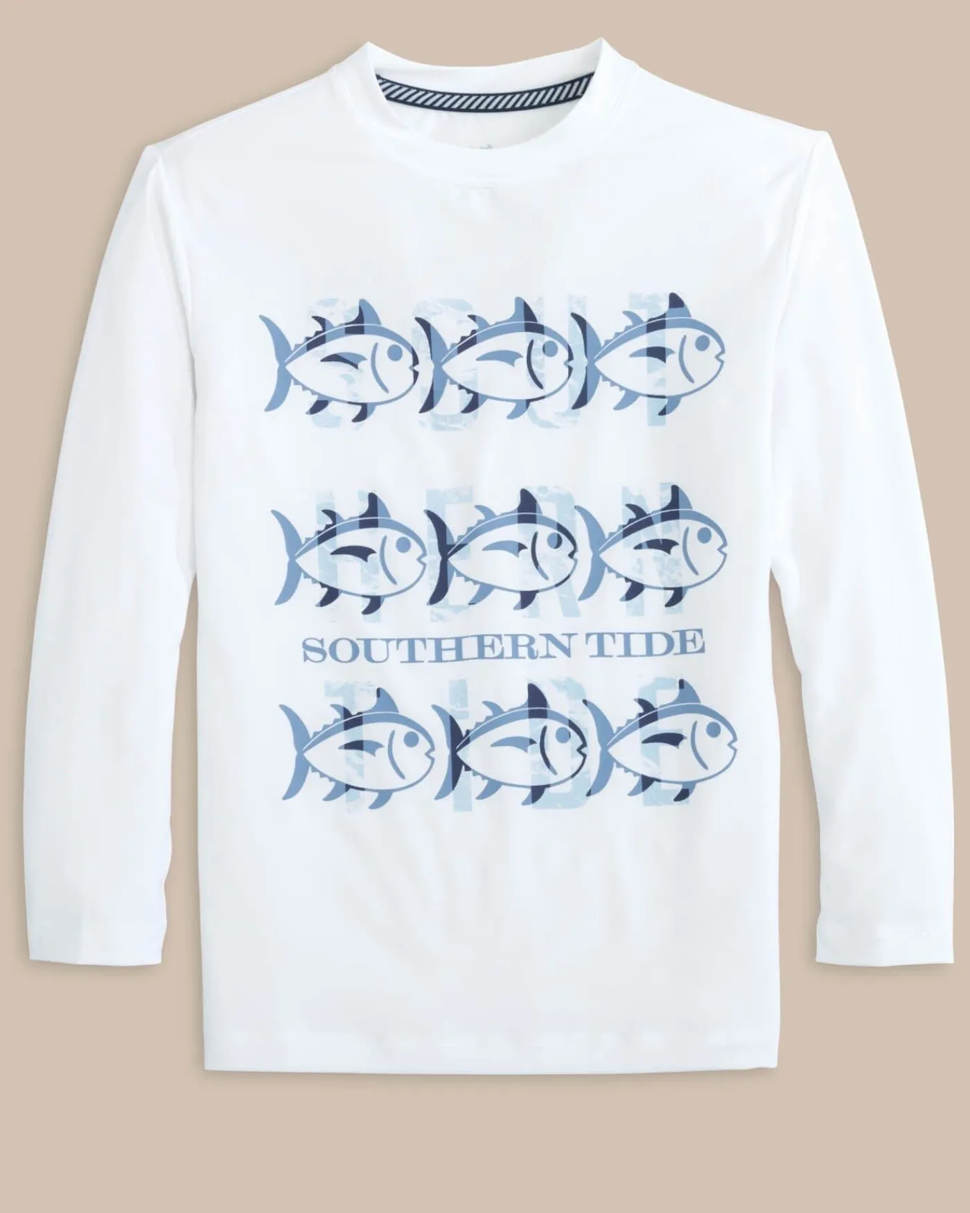 Outlet Southern Tide Kids St Triple Stack Ocean Front Graphic Long Sleeve Performance T-Shirt Classic White