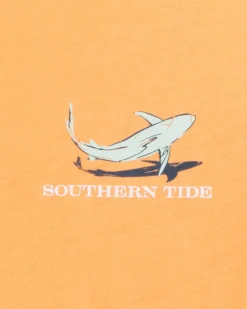 Shop Southern Tide Kids Yachts Of Sharks Short Sleeve T-Shirt Salmon Bluff Orange