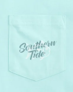 New Southern Tide Letterpress Skipjack Long Sleeve Hoodie T-Shirt Wake Blue