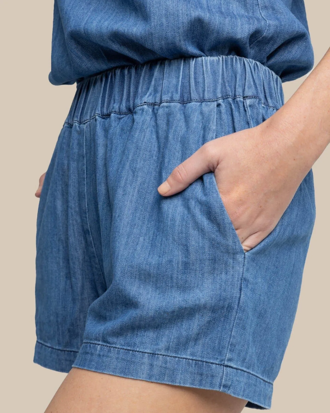 Best Sale Southern Tide Mary Ellen Denim Short Medium Wash Indigo