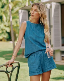 Best Sale Southern Tide Mary Ellen Denim Short Medium Wash Indigo