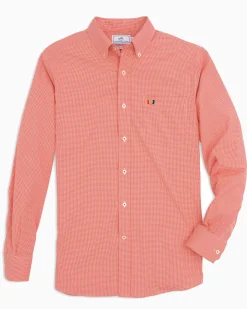 Cheap Southern Tide Miami Hurricanes Gingham Button Down Shirt