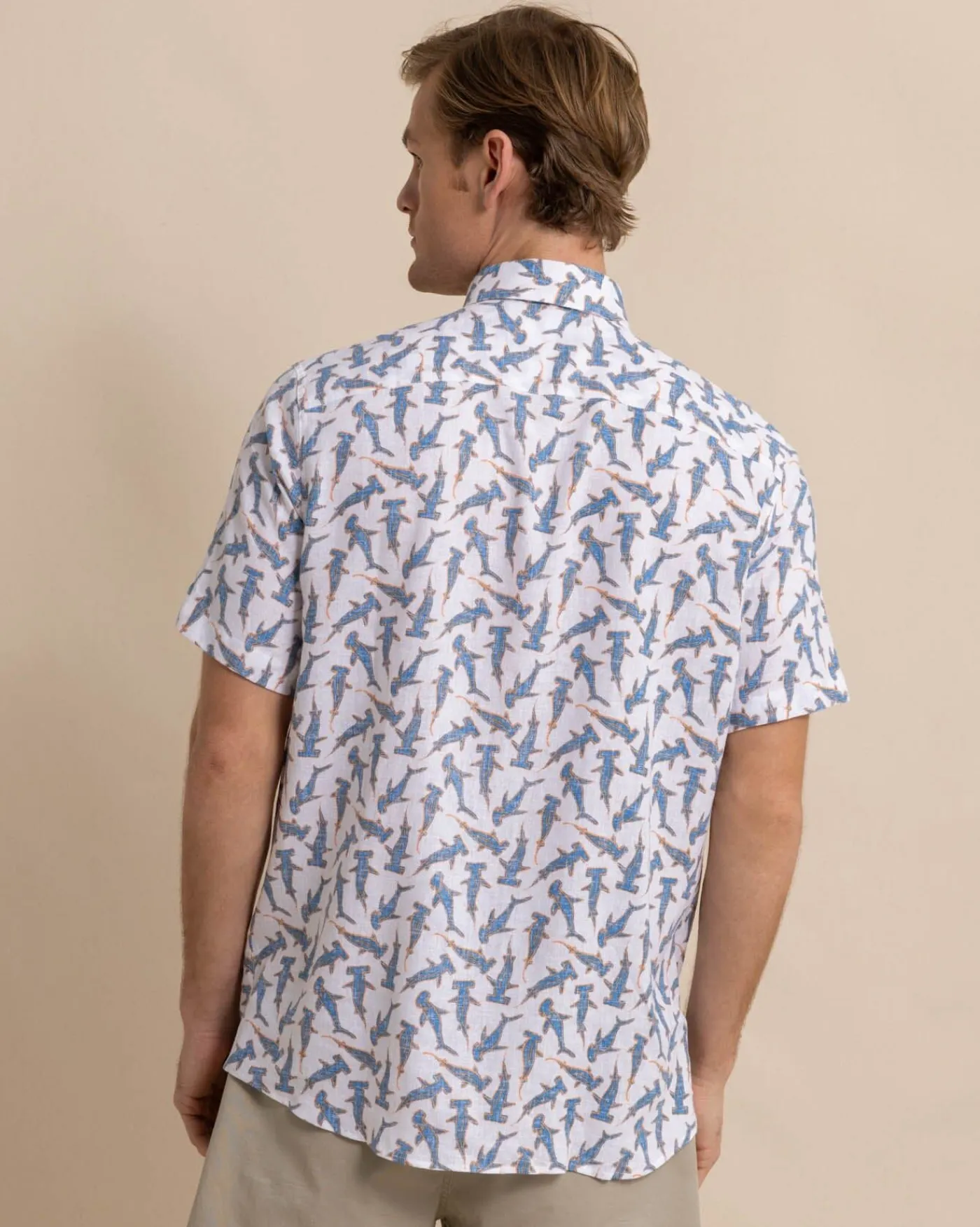 Outlet Southern Tide Nailed It Linen Rayon Short Sleeve Sport Shirt Classic White
