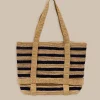 Cheap Southern Tide Striped Straw Hat Carrier Beach Tote Navy