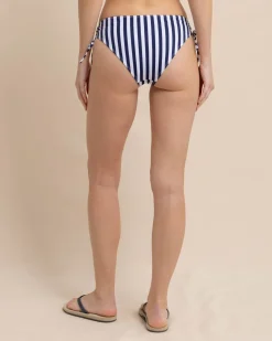 Cheap Southern Tide Tie Side Bikini Bottom In Seaside Adventure Stripe Nautical Navy