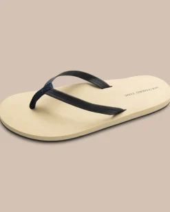 Shop Southern Tide Women'S Navy Leather Weekend Flipjacks Nautical Navy